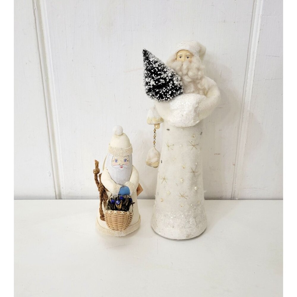Vintage Winter White Santa Figurines  - Handcrafted Christmas Decor - Picture 6 of 7